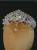 Hårklipp lyx kronor kvinnor tillbehör bröllop hårkläder brud huvudstycke engagemang pannband kristallpärlor koronets gåva an046