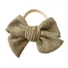 Accessoires pour cheveux Bandeau pour bébé 4,5 pouces Corduroy Pinwheel Bow Headwrap Girls Nyly Hairband