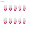 False Nails 24pcs French Style Transparent Red Edge Cool Design Press On Full Cover For Women Manicure DIY Use