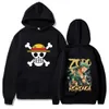 Bluzy męskie bluzy japońskie z kapturem anime luffy print pullover roronoa zoro bluzy Hip Hop Streetwear Mężczyźni kobiety harajuku swobodny długi rękaw T240217