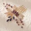 Hair Clips Vintage Combs Women Accessories Wedding Hairwear Bridal Dress Engagement Ornaments Leaf Shape Crystal Comb Gifts Hx684