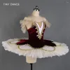 Stage Wear Bourgogne Velvet Corsage Professionnel Ballet Tutu Avec Ivoire Et Blanc Stiff Tulle Pancake Jupe Pour Filles Femmes BLL437