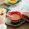 Xícaras Pires Chá colorido e 6 onças Clivia Coffee Cup Pires Conjunto com colher China artesanal