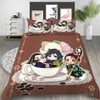 Conjuntos de cama dos desenhos animados demon slayer conjunto de cama capas edredão japão anime 3d impresso consolador conjuntos roupa cama (sem folha)