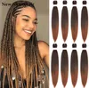 Nouveau Shanghair Ombre Tressage Cheveux Pré-étirés 26 pouces Brun Facile Tresses Yaki Droite Réglage de L'eau Extensions Synthétiques for7309269