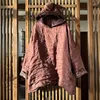 Women's Trench Coats Johnature Women Vintage Double Ramie Pullover Hooded 2024 Spring Solid Color Loose