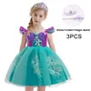 Barn lilla sjöjungfru prinsessan klänning för flickor halloween fancy carnival cosplay kostym barn julbröllop festklänningar 240126