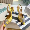 Luxury Crystal Buckle Sandals Shoes High Heels Sandal Women Luxury Designers Dress Shoe Evening Party Slingback Multicolor Pumps Ananas toppkvalitet