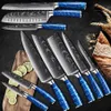 Rvs Chef LNIFE Set Keukenmessen Professionele Japanse Santoku Cleaver Scherpe Hars Handvat Laser EAMASCUS Patroon Shar246M