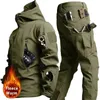 RU Camo Military Waterproof Sets Men Winter Shark Skin Soft Shell Hooded JacketsMulti-pocket Cargo Pants 2 Pcs Tactical Suits 240126
