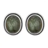 Studörhängen Natural 8x10mm Labradorite Earring for Women 925 Sterling Silver Jewelry Simple Vintage Anniversary Party Birthday Present