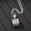 Uwin personnalisé bloc lettre carré Alphabet bébé initiale AAA Zircon pendentif chaîne Hip Hop mode collier bijoux cadeau 240202