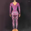 Scen Wear Pink paljetter Jumpsuit Women Stretch Gogo Dancer Costume Festival Rave Outfit Bar Nightclub DJ Jazzkläder XS6317