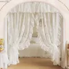 Rideau français élégant blanc broderie à volants Tulle Rideaux avec cantonnière pour filles chambre salon Rideaux transparents Rideaux Voilage