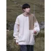Spliced Contrasting Color for Boys, Autumn Winter Trendy Brand, Loose and Casual with A Lazy Design Sense, Niche Pullover Sweater