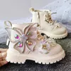 Boots Luxury Kids Girls Autumn Winter With Rhinestones Pearls Princess Toddler Shoes Non-Slip Fashion Infant Cute Booties