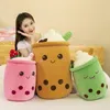 Real-life Bubble Tea Cup Plushes For Baby Cartoon Boba Plush Doll Giant Stuffed Fruit Toy Milk Tea Pillow Strawberry Knuffels 240119