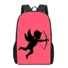 School Bags Angel Cupid Love Red Rose Full Moon Printing Kids Backpack For Girls Boys Student Book Teenagers