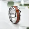 Cluster Rings High Quality 8Mm Tungsten Carbide Round Couple Wedding Rings For Men Women Wood Inlay Sliver Black Finger Rin Dhgarden Dhhpi