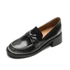 Chaussures de robe Eagsity Cow Cuir Style britannique Rétro Penny Mocassins Femmes Slip sur Mule Casual Office Lady Party