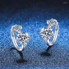 Stud Earrings Luxury Exquisite S925 Sterling Silver Platinum PT950 D Color 1 Carat Moissanite Diamond For Women Jewelry Gift