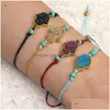Łańcuchowe ręcznie robione łańcuch łańcucha linowego Bracelety dla kobiet mężczyzn bhemia żywica Druzy Turkish Fatima Hamsa Charm Bransoletka z L dhgarden Dhsmo