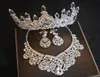 Luxus große Strass Brautschmuck Sets versilbert Kristall Krone Tiaras Halskette Ohrringe Set für Braut Haarschmuck4387723