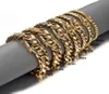 Guldfärg Rostfritt stål Miami Curb Cuban Link Chain Armband Bangle 711 tum Anpassad längd för män 81012141618mm5198378