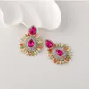 Dangle Earrings Fashion Personality Geometric Teardrop Shaped Sunflower Pendant Crystal Drop For Women Jewelry Wholesale