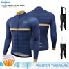 Hiver thermique polaire à manches longues cyclisme maillot ensemble bavoir pantalon Ropa Ciclismo vélo vêtements vtt vélo hommes vêtements costume 240131