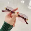 Sonnenbrille Randlose Quadratische Frauen Männer Markendesigner Vintage Sonnenbrille Luxus Mode Retro Spiegel Farbverlauf