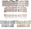 New Baguette Set Teeth Grillz Top Bottom Rose Gold Silver Color Grills Dental Mouth Hip Hop Fashion Jewelry Rapper Jewelry9249548