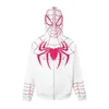 Męskie bluzy bluzy Y2K emo Womens Street Clothing Spider Web Red Zippe Blakiego Blunge Extra Gothic Harajuku Alt Jacket T240217