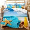 Beddengoedsets Zeeschelp Zeester Strand Eiland Natuur Kinderdekbed Durex Full Twin Kingsize 3-delig dekbedovertrek linnen set sprei 240x220