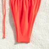 ARXIPA Costume da Bagno Due Pezzi per Donna Bikini Sexy G String Vita Bassa Costume da Bagno Imbottito Push Up Beachwear Perizoma Halter Triangolo Solido Cravatta Laterale Mini Bikini