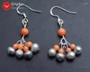 Dangle Earrings Qingmos Fashion 5-6mm Round Natural Gray Pearl For Women With 3-5mm Pink Coral Earring 1.5'' Jewelry