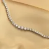 Aaa Gems Ouro Branco Vermeil Tamanho Graduado 3,5mm Vvs Moissanite Diamante Colar de Corrente de Tênis para Mulheres