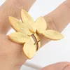 Halskette Ohrringe Set Dubai Gold Farbschmuck für Frauen Nigerianblatt tägliche Kleidung Verstellbarer Ring Weihnachten Geburtstag Jubiläum Geschenke