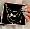 Collier de chaîne de perles bohème pour femmes multicouche en métal doré Babygirl lettre cristal colliers de Tennis chaînes de bijoux à la mode2345757