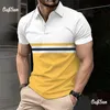 MenS Polo Shirt Stripe Print Simple Male Clothing Summer Casual Short Sleeve Loose Oversize Fashion Breath Sweatshirt 240119
