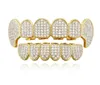 Factory Bottom Gold Teeth Grillz Hip Hop Teeth Grillz Shining Bling CZ Iced Out Men Cool Mouth Accessoire US Rapper Body Jewelry3215135826