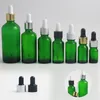 Promocja 20pcs 5 10 15 20 30 50 100 ml zielona szklana butelka z Pipetą Dropper E płynny olejki eteryczne surowice Butelki Perotowe 1654