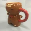 Bicchieri da 300 ml Gingerbread Man Christmas Mug 3D Gingerbread Man Tazza in ceramica Latte Caffè Tazza di acqua Tazza regalo T240218