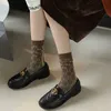 Meias de designer de meias femininas de comprimento médio agulha dupla dupla maneira meias de algodão outono e inverno instagram luxo edição coreana feminina tubo longo meia estilo coreano