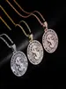 Hip Hop Micro pavimentato Cubic Zirconia Bling Iced Out Dollaro americano Collana con pendenti rotondi per uomo Gioielli di moda Regali Oro rosa5705956