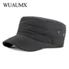 Wuaumx casual militär hattar för män kvinnor platt topp cap vår sommar armé solid sun hatt justerbar kapelusz 240130