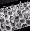 20 stycken blandar kvinnor vintage ring hela antik silverpläterad boho gotisk bladblomma uttalande ringar män smycken2110050