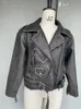 RR2472 Dirty Pu Leather Biker Jackets Oversize Boyfriend Bomber Worn Effect Jacket Skin Black Coats 240125