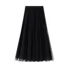 スカート女性チュチュールスカートスカート弾性ハイウエストレディースウェーブポイントa-line yarn muti-layerパッチワークドレス