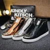 Zipper High Top Sneakers Men Modne Buty skórzane dla mężczyzn luksusowe złote swobodne trampki męskie buty Hip Hop Rock 240125